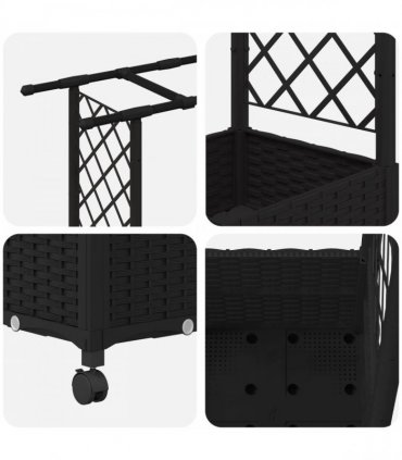 vidaXL Raised Bed with Trellis and Roof Black 162.5 x 40 x 142 cm PP