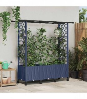 vidaXL Raised Bed with Trellis and Roof Grey 162.5 x 40 x 142 cm PP