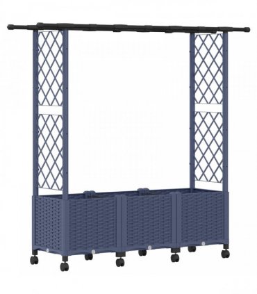 vidaXL Raised Bed with Trellis and Roof Grey 162.5 x 40 x 142 cm PP