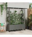 vidaXL Raised Bed with Trellis and Roof Light Grey 162.5 x 40 x 142 cm