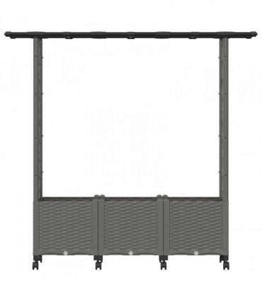 vidaXL Raised Bed with Trellis and Roof Light Grey 162.5 x 40 x 142 cm