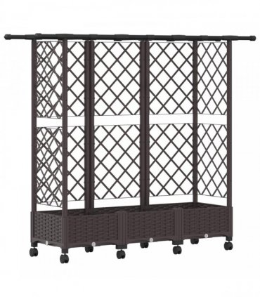 vidaXL Raised Bed with Trellis and Roof Brown 164 x 40 x 127 cm PP