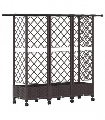 vidaXL Raised Bed with Trellis and Roof Brown 164 x 40 x 127 cm PP