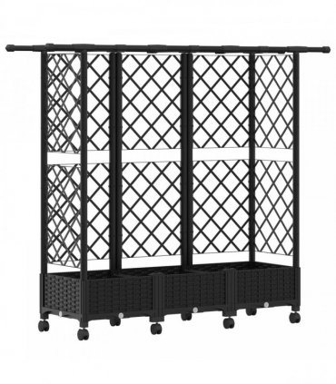 vidaXL Raised Bed with Trellis and Roof Black 164 x 40 x 127 cm PP