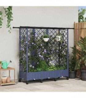 vidaXL Raised Bed with Trellis and Roof Grey 164 x 40 x 127 cm PP