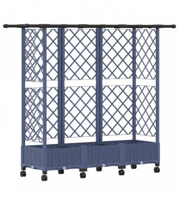 vidaXL Raised Bed with Trellis and Roof Grey 164 x 40 x 127 cm PP