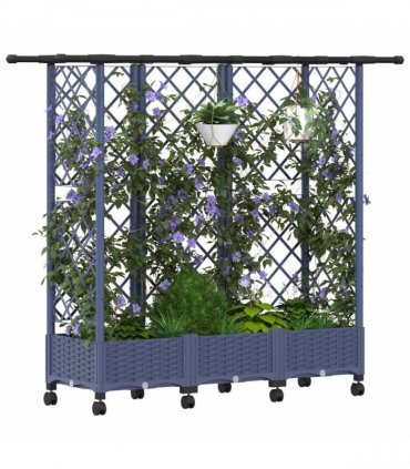 vidaXL Raised Bed with Trellis and Roof Grey 164 x 40 x 127 cm PP