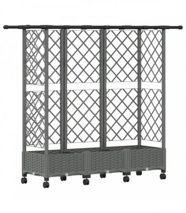 vidaXL Raised Bed with Trellis and Roof Light Grey 164 x 40 x 127 cm