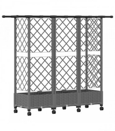 vidaXL Raised Bed with Trellis and Roof Light Grey 164 x 40 x 127 cm