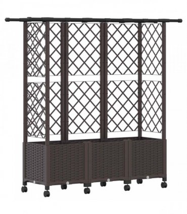 vidaXL Raised Bed with Trellis and Roof Brown 163.5 x 40 x 142 cm PP