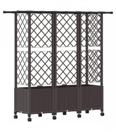 vidaXL Raised Bed with Trellis and Roof Brown 163.5 x 40 x 142 cm PP