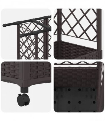 vidaXL Raised Bed with Trellis and Roof Brown 163.5 x 40 x 142 cm PP