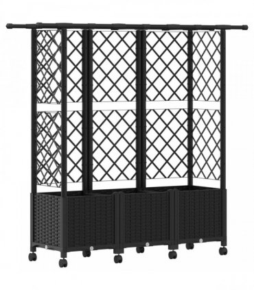 vidaXL Raised Bed with Trellis and Roof Black 163.5 x 40 x 142 cm PP