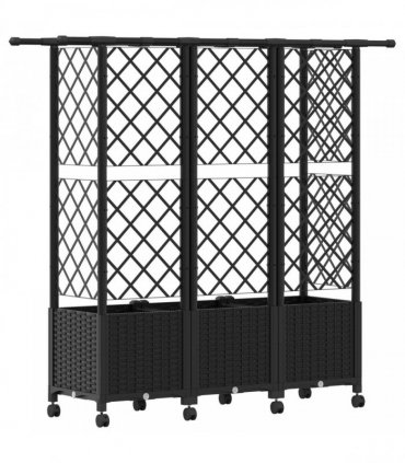vidaXL Raised Bed with Trellis and Roof Black 163.5 x 40 x 142 cm PP