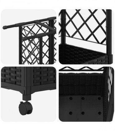 vidaXL Raised Bed with Trellis and Roof Black 163.5 x 40 x 142 cm PP