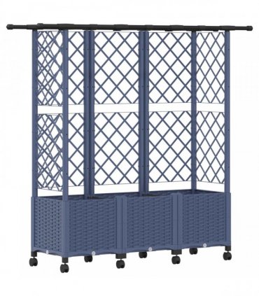 vidaXL Raised Bed with Trellis and Roof Grey 163.5 x 40 x 142 cm PP