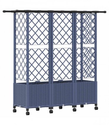 vidaXL Raised Bed with Trellis and Roof Grey 163.5 x 40 x 142 cm PP