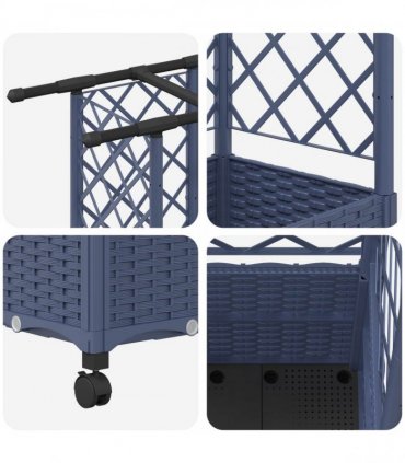vidaXL Raised Bed with Trellis and Roof Grey 163.5 x 40 x 142 cm PP