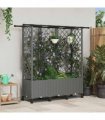 vidaXL Raised Bed with Trellis and Roof Light Grey 163.5 x 40 x 142 cm