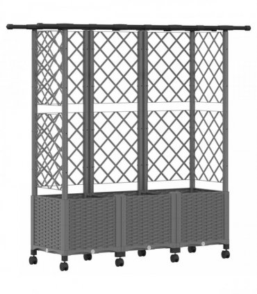 vidaXL Raised Bed with Trellis and Roof Light Grey 163.5 x 40 x 142 cm