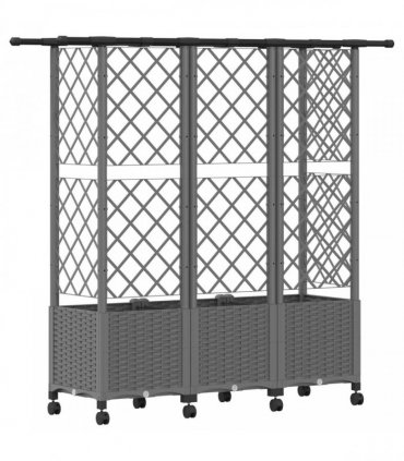 vidaXL Raised Bed with Trellis and Roof Light Grey 163.5 x 40 x 142 cm