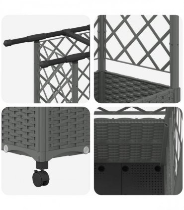 vidaXL Raised Bed with Trellis and Roof Light Grey 163.5 x 40 x 142 cm