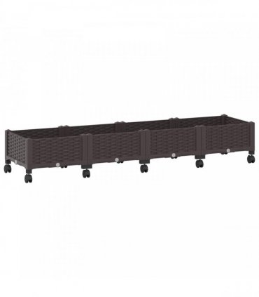 vidaXL Garden Planter with Wheels Brown 160 x 40 x 29 cm PP