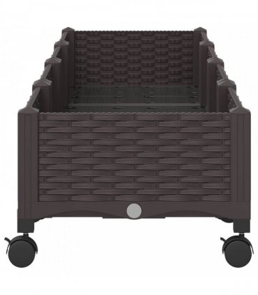 vidaXL Garden Planter with Wheels Brown 160 x 40 x 29 cm PP