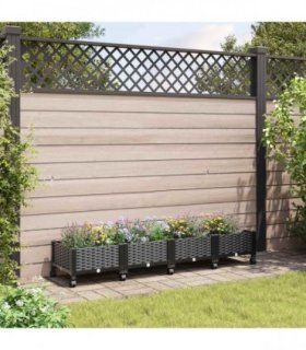 vidaXL Garden Planter with Wheels Black 160 x 40 x 29 cm PP
