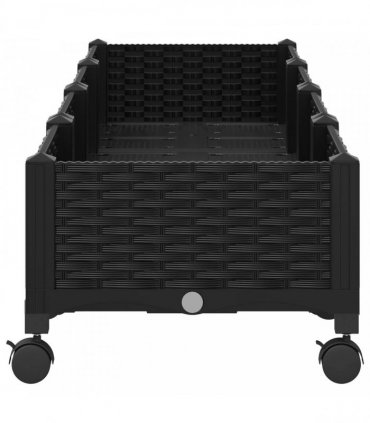 vidaXL Garden Planter with Wheels Black 160 x 40 x 29 cm PP