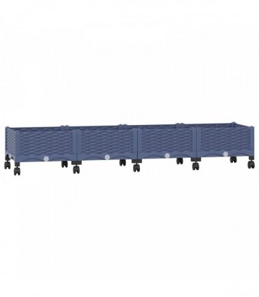 vidaXL Garden Planter with Wheels Blue Grey 160 x 40 x 29 cm PP