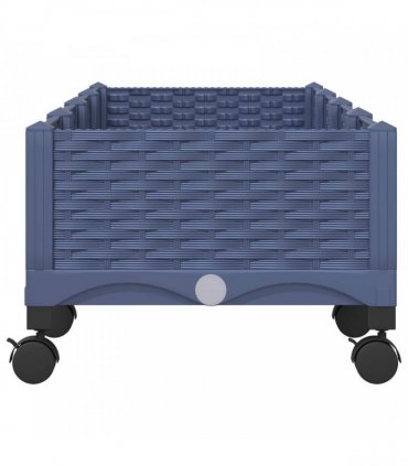 vidaXL Garden Planter with Wheels Blue Grey 160 x 40 x 29 cm PP