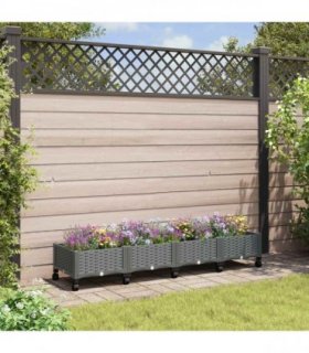 vidaXL Garden Planter with Wheels Light Grey 160 x 40 x 29 cm PP