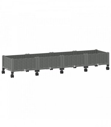 vidaXL Garden Planter with Wheels Light Grey 160 x 40 x 29 cm PP