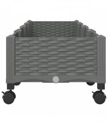 vidaXL Garden Planter with Wheels Light Grey 160 x 40 x 29 cm PP