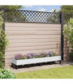 vidaXL Garden Planter with Wheels White 160 x 40 x 29 cm PP