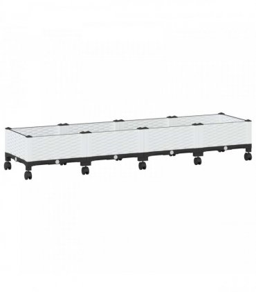 vidaXL Garden Planter with Wheels White 160 x 40 x 29 cm PP