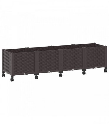 vidaXL Garden Planter with Wheels Brown 160 x 40 x 44 cm PP