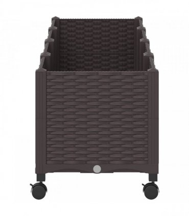 vidaXL Garden Planter with Wheels Brown 160 x 40 x 44 cm PP