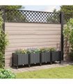 vidaXL Garden Planter with Wheels Black 160 x 40 x 44 cm PP
