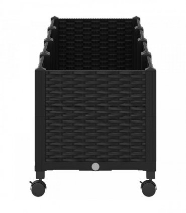 vidaXL Garden Planter with Wheels Black 160 x 40 x 44 cm PP