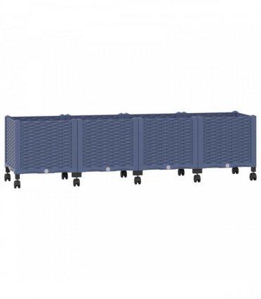 vidaXL Garden Planter with Wheels Blue Grey 160 x 40 x 44 cm PP