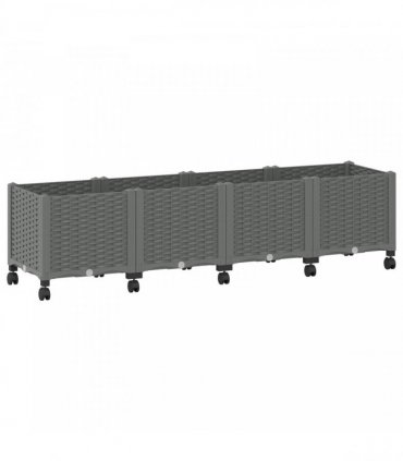 vidaXL Garden Planter with Wheels Light Grey 160 x 40 x 44 cm PP