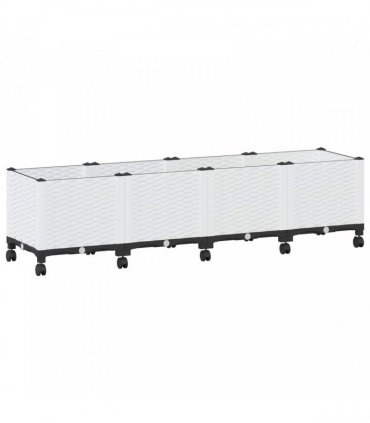 vidaXL Garden Planter with Wheels White 160 x 40 x 44 cm PP