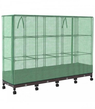 vidaXL Garden Planter with Greenhouse Cover&Wheels 4 pcs Brown PP