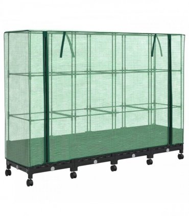 vidaXL Garden Planter with Greenhouse Cover&Wheels 4 pcs Black PP