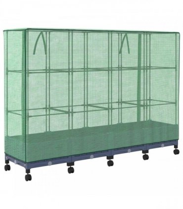 vidaXL Garden Planter with Greenhouse Cover&Wheels 4 pcs Blue Grey PP