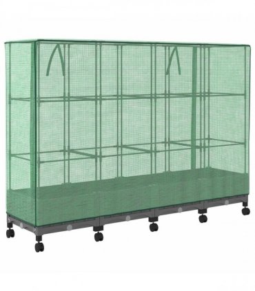 vidaXL Garden Planter with Greenhouse Cover&Wheels 4 pcs Light Grey PP