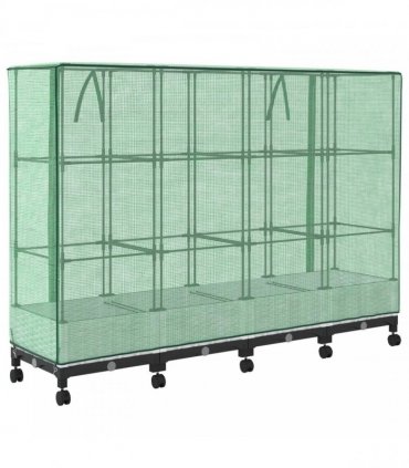 vidaXL Garden Planter with Greenhouse Cover&Wheels 4 pcs White PP