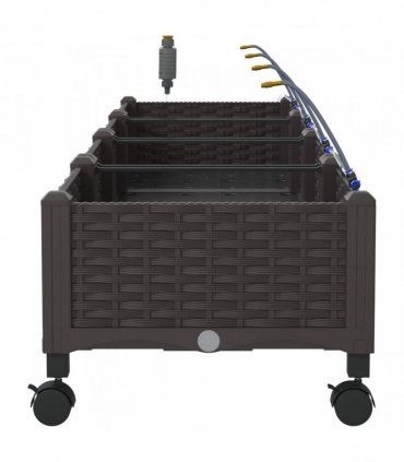 vidaXL Garden Planter with Irrigation&Wheels 4 pcs Brown PP
